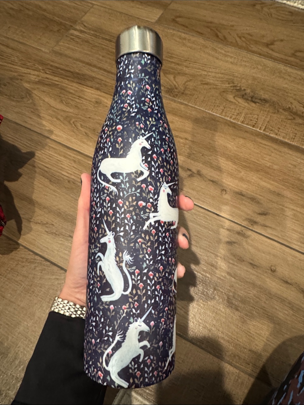 Insulated Unicorn Stainless Steel Water Bottle - Navy